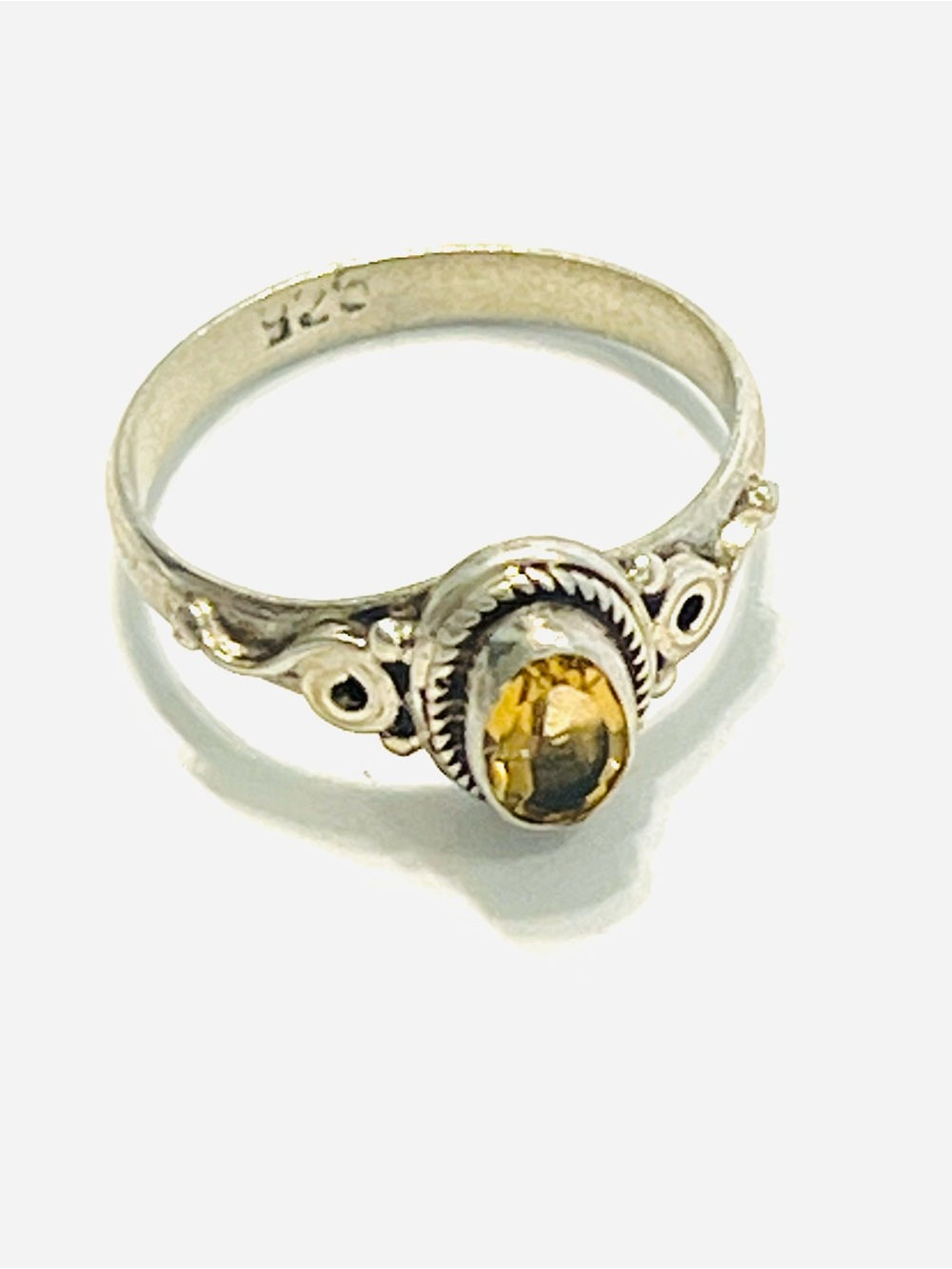 Sterling Silver Citrine Accent Ring - Yellow Gemstone